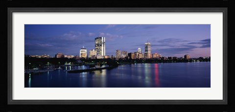 Framed Buildings On The Waterfront At Dusk, Boston, Massachusetts, USA Print