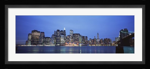 Framed New York Ciry at Night with Bright Blue Sky Print