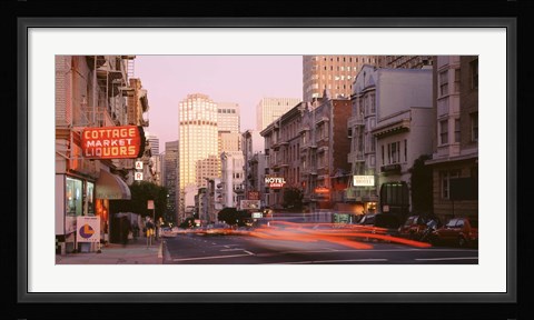 Framed USA, California, San Francisco, Evening Traffic Print