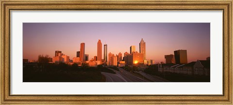 Framed Sun reflecting off skyscrapers in Atlanta, Georgia, USA Print