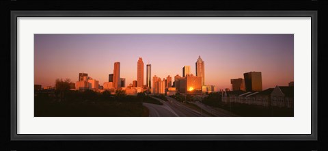 Framed Sun reflecting off skyscrapers in Atlanta, Georgia, USA Print