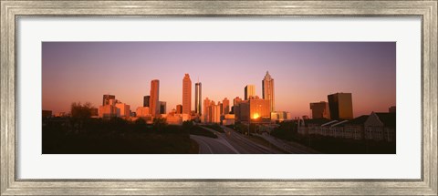 Framed Sun reflecting off skyscrapers in Atlanta, Georgia, USA Print