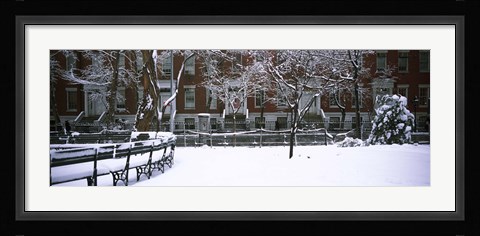 Framed Washington Square Park in the snow, Manhattan Print