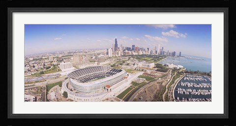 Framed Aerial view of a stadium, Soldier Field, Chicago, Illinois Print