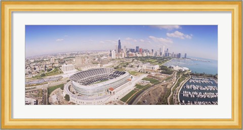 Framed Aerial view of a stadium, Soldier Field, Chicago, Illinois Print