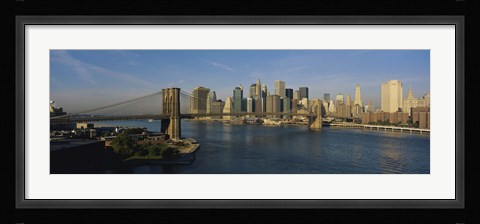 Framed Bridge Across A River, Brooklyn Bridge, NYC, New York City, New York State, USA Print