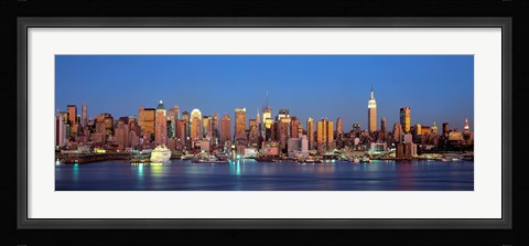 Framed Panoramic View of New York City from the Water at Night Print