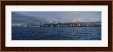Framed Honolulu skyline on a cloudy day, Hawaii Print
