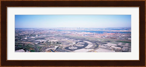 Framed USA, New Jersey, Newark Airport, Aerial view with Manhattan in background Print