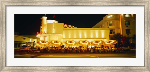 Framed Restaurant lit up at night, Miami, Florida, USA Print
