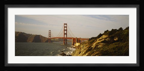Framed Bridge over a bay, Golden Gate Bridge, San Francisco, California Print