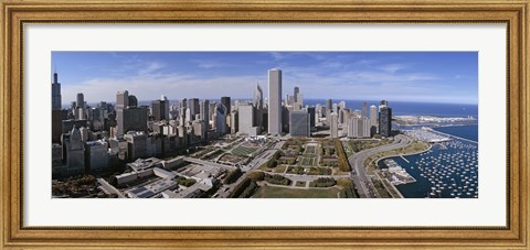 Framed USA, Illinois, Chicago, Millennium Park, Pritzker Pavilion, aerial view of a city Print