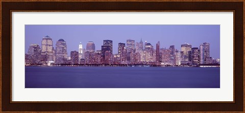 Framed Skyscrapers lit up in Manhattan, New York City Print