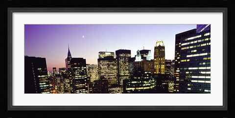 Framed Buildings lit up at dusk, Manhattan Print