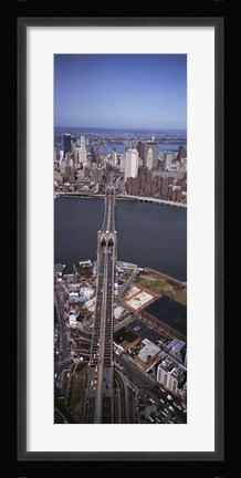 Framed Aerial View Of A Bridge, Brooklyn Bridge, Manhattan, NYC, New York City, New York State, USA Print