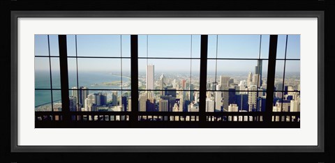 Framed High angle view of a city as seen through a window, Chicago, Illinois, USA Print