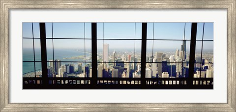 Framed High angle view of a city as seen through a window, Chicago, Illinois, USA Print