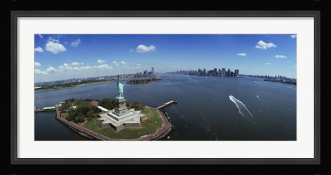 Framed Aerial View of the Statue of Liberty, New York City Print