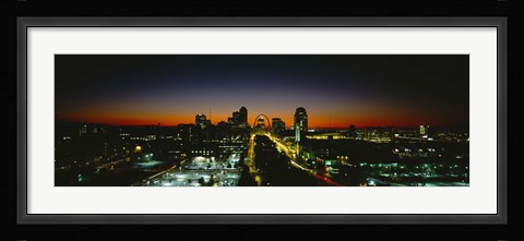 Framed High Angle View Of A City Lit Up At Dawn, St. Louis, Missouri, USA Print