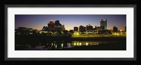 Framed Buildings At The Waterfront Lit Up At Dawn, Memphis, Tennessee, USA Print
