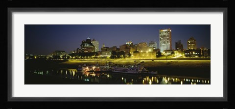 Framed Buildings Lit Up At Dusk, Memphis, Tennessee, USA Print