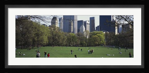 Framed Group of people in a park, Central Park, Manhattan, New York City, New York State, USA Print