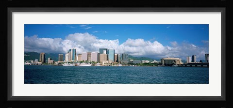 Framed Buildings On The Waterfront, Downtown, Honolulu, Hawaii, USA Print