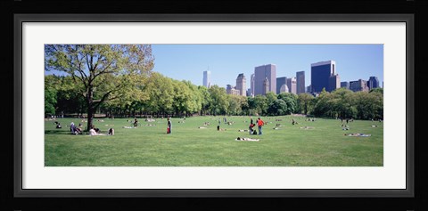 Framed Group Of People In A Park, Sheep Meadow, Central Park, NYC, New York City, New York State, USA Print