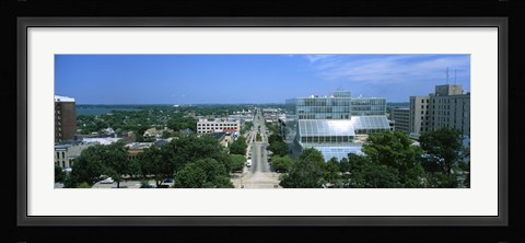 Framed High Angle View Of A City, E. Washington Ave, Madison, Wisconsin, USA Print