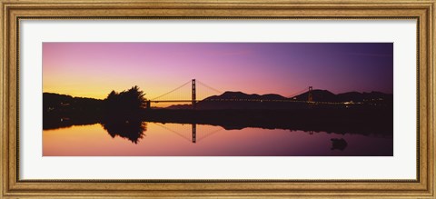 Framed Reflection Of A Suspension Bridge On Water, Golden Gate Bridge, San Francisco, California, USA Print