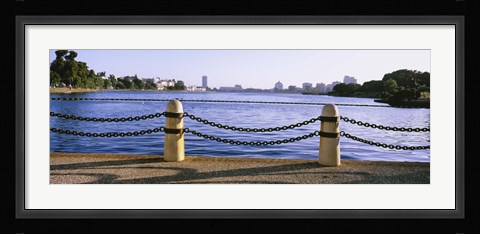 Framed Lake In A City, Lake Merritt, Oakland, California, USA Print
