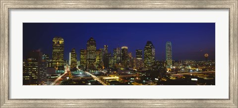 Framed Buildings at Night, Dallas, Texas Print