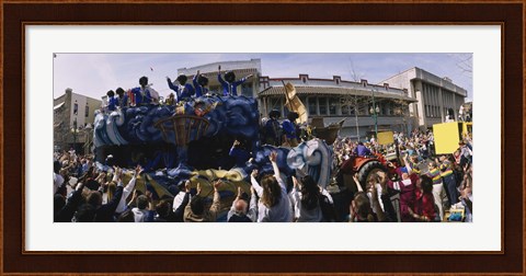 Framed Crowd of people cheering a Mardi Gras Parade, New Orleans, Louisiana, USA Print