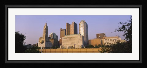 Framed Low angle view of buildings in a city, Scioto River, Columbus, Ohio, USA Print