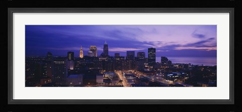 Framed High angle view of buildings in a city, Cleveland, Ohio, USA Print