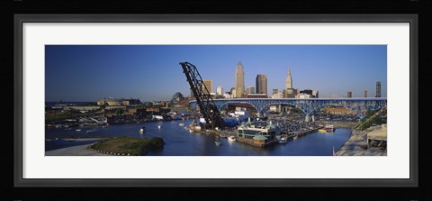 Framed High angle view of boats in a river, Cleveland, Ohio, USA Print