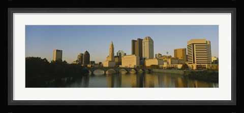 Framed High angle view of buildings at the waterfront, Columbus, Ohio, USA Print