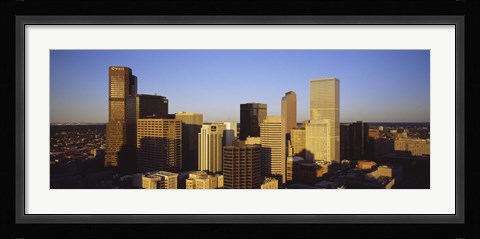 Framed Sun reflecting off skyscrapers in Denver, Colorado, USA Print