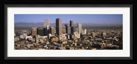 Framed Denver Skyscrapers with mountains in the background, Colorado Print