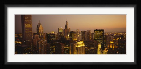 Framed Skyscrapers in Chicago at dusk, Illinois Print