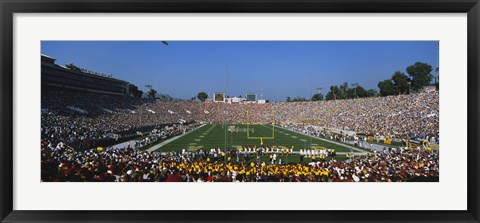 Framed High angle view of a football stadium full of spectators, The Rose Bowl, Pasadena, City of Los Angeles, California, USA Print