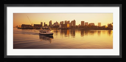 Framed Ferry moving in the sea, Boston Harbor, Boston, Massachusetts, USA Print