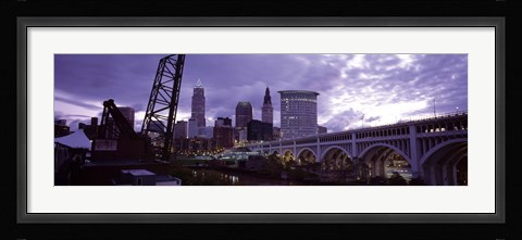 Framed Cleveland, Ohio Bridge and River Print