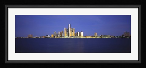Framed Detroit Waterfront Skyline Print