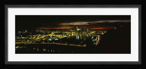 Framed Pittsburgh Buildings at Early Dawn Print