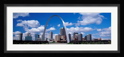 Framed Metal arch in front of buildings, Gateway Arch, St. Louis, Missouri, USA Print