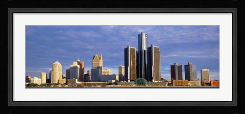 Framed Skyscrapers at the waterfront, Detroit, Michigan Print