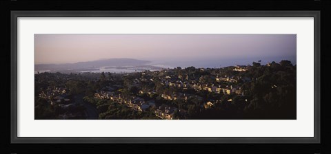 Framed High angle view of buildings in a city, Mission Bay, La Jolla, Pacific Beach, San Diego, California, USA Print