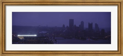 Framed Buildings in a city, Heinz Field, Three Rivers Stadium, Pittsburgh, Pennsylvania, USA Print