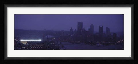 Framed Buildings in a city, Heinz Field, Three Rivers Stadium, Pittsburgh, Pennsylvania, USA Print